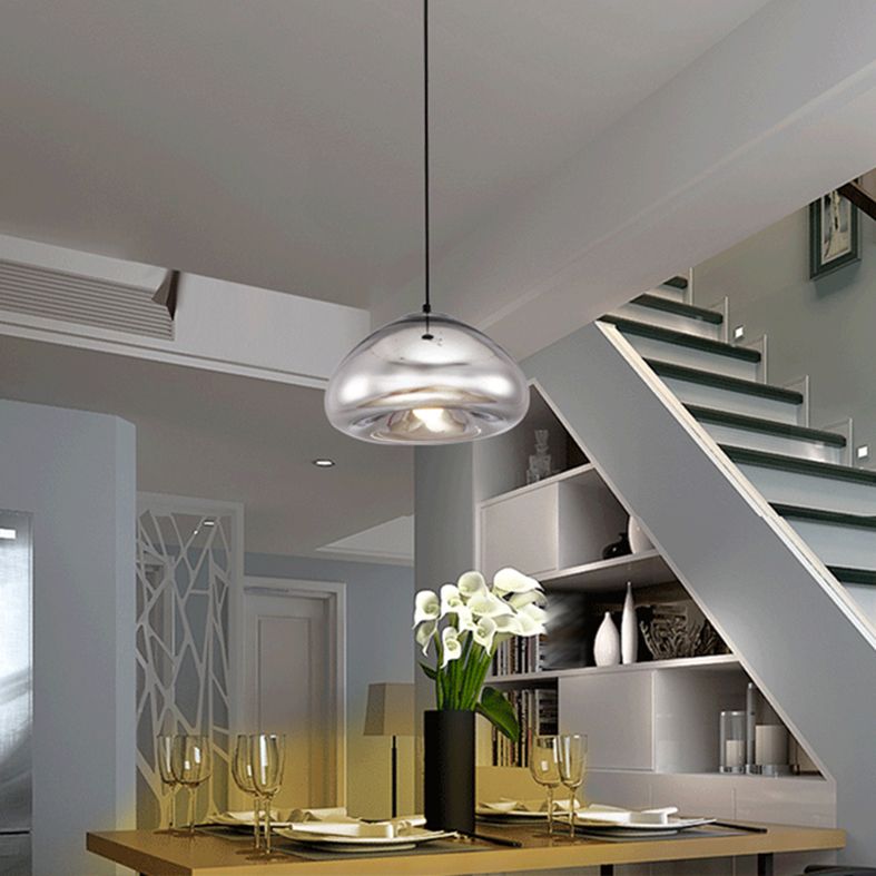 Mirror Glass Hanging Light 1 Light Modern Style Pendant Light Fixture for Living Room