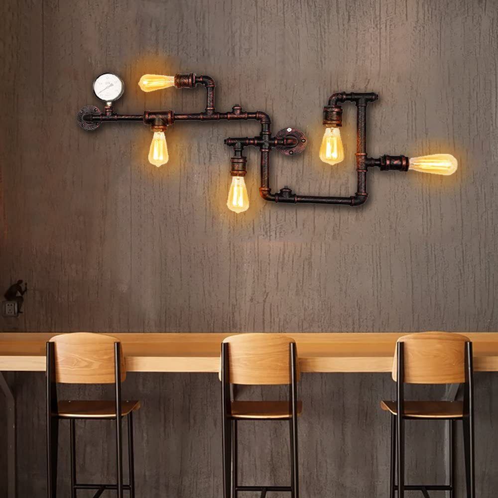 5 Leichtwerte verdrehte Pfeifenwandleuchten Industrial Loft Vintage Wall Lighting Ideen für Esszimmer