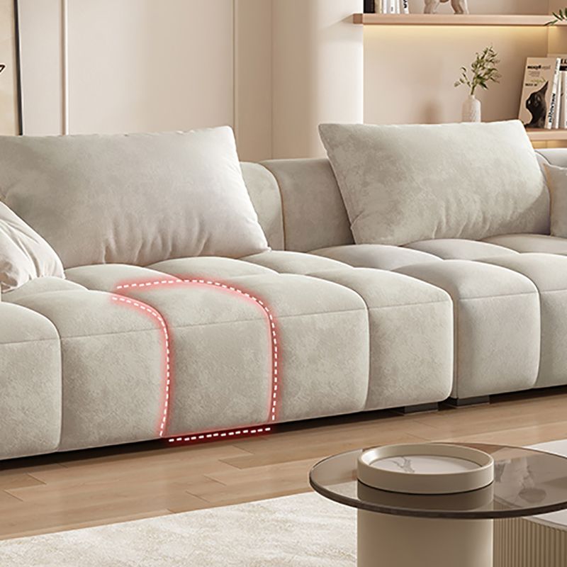 Scandinavian Fabric Stationary Sofa Recessed Arm Sofa with Pillows