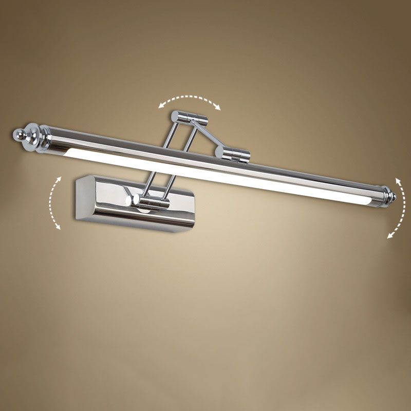 Lumière murale à LED linéaire en acier inoxydable en simplicité moderne lampe murale extensible en plastique pour salle de bain