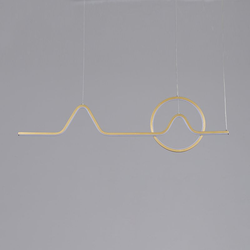 2-Light Modern Island Lighting Golden Metallic LED Ceiling Light for Bedroom