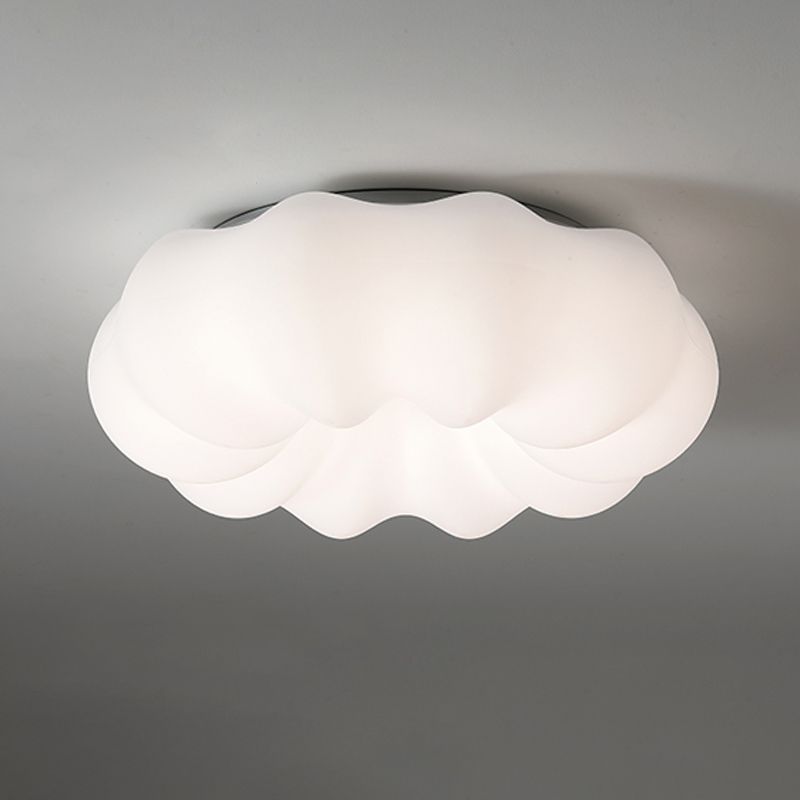 Modern Metal Flush Mount Pumpkin Shape Ceiling Light with Plastic Shade for Living Room