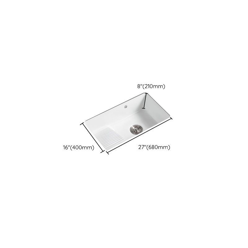 Traditional Undermount Vanity Sink Porcelain Rectangular with Overflow Basin Sink