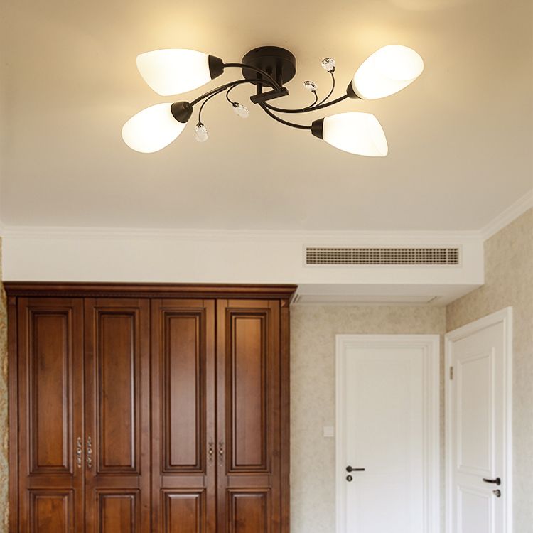 Lámpara tradicional de la semi rascada iluminación de techo de dormitorio múltiple con tono de vidrio de campana