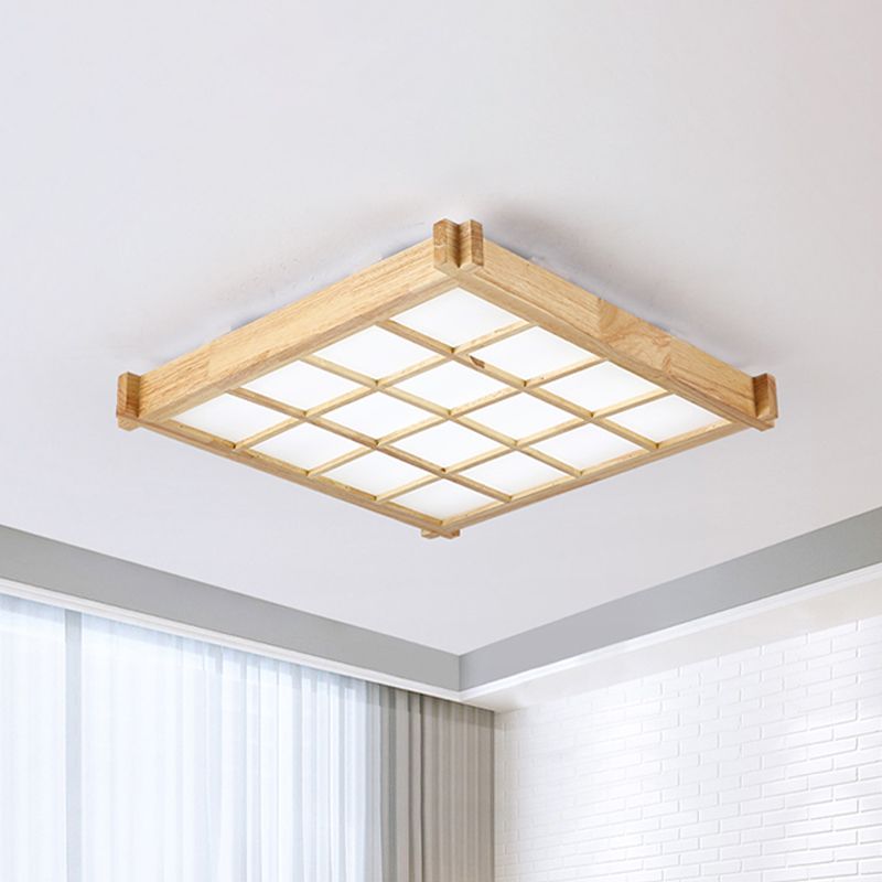 16,5"/20,5" W Schachbrett-Deckeneinbauleuchte, moderne LED-Einbauleuchte aus Naturholz in warmem/weißem Licht