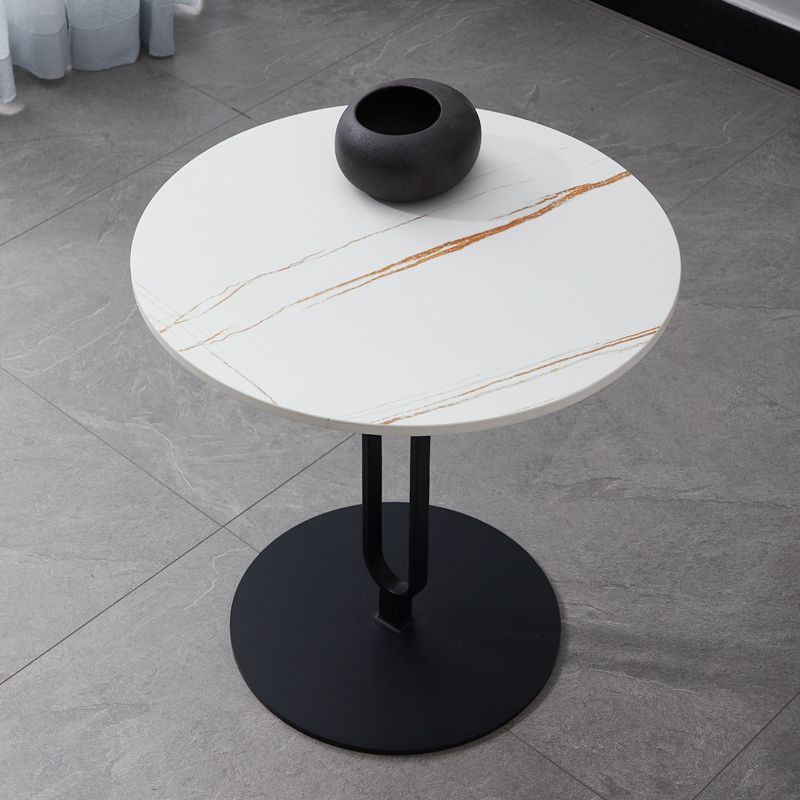 Round with Metal Accents Coffee Table Modern Stone 20.9'' Cocktail Table