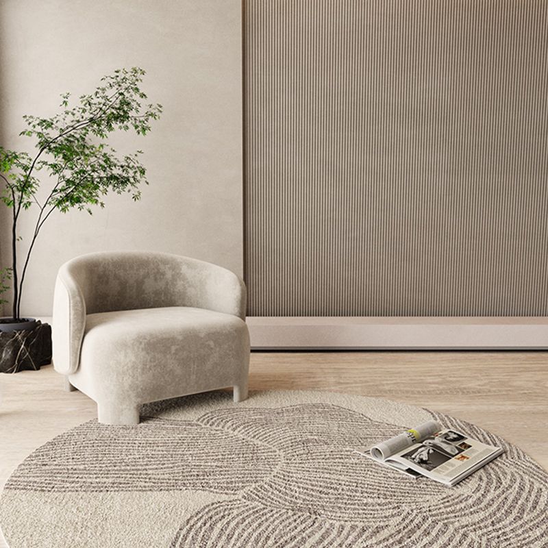 Chic White Area Rug Stripe Pattern Modern Area Carpet Polyester Non-Slip Backing Rug for Living Room