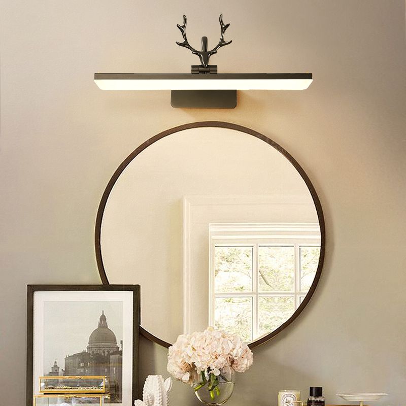 Linear Shade Metal Wall Sconce Modern 1 Light Mirror Wall Mount Light Fixture