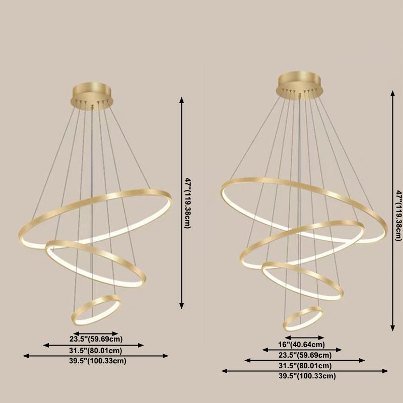 Circle Multi-layer Hanging Light Modern Style Multi Lights Metal Pendant Lights