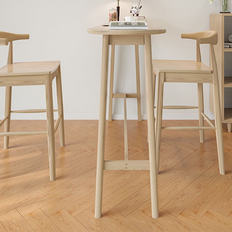Modern Style Solid Wood Bar Table Natural Colour Fixed Bistro Bar Desk for Living Room
