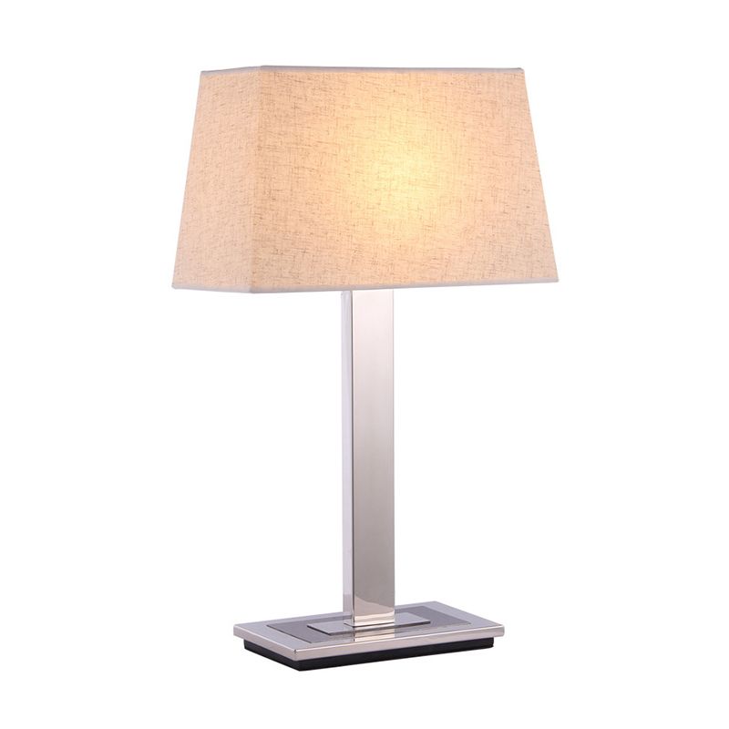Éclairage de table en tissu pagode simple, lampe de table de chevet à 1 ampoule en lin avec support en chrome poli