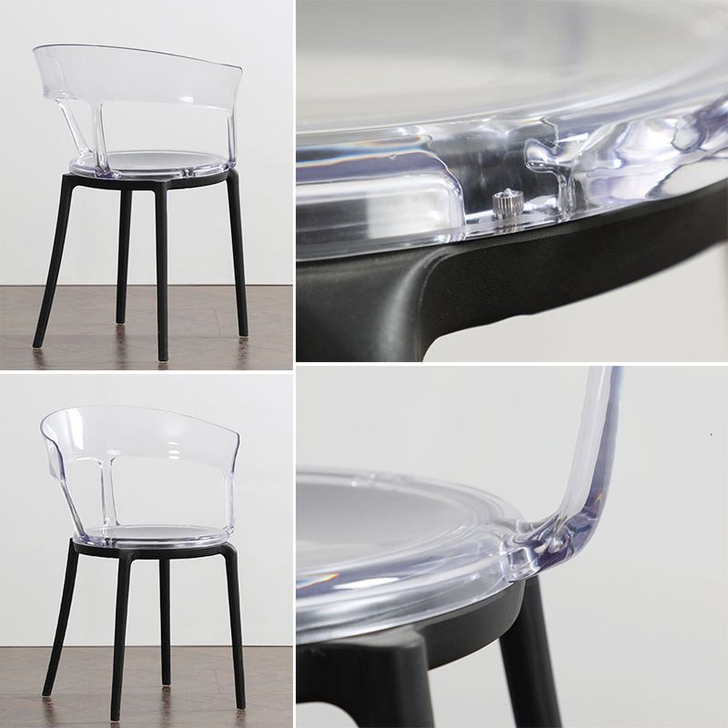Contemporary Plastic Restaurant Side Chair Clear Open Back Dining Chair