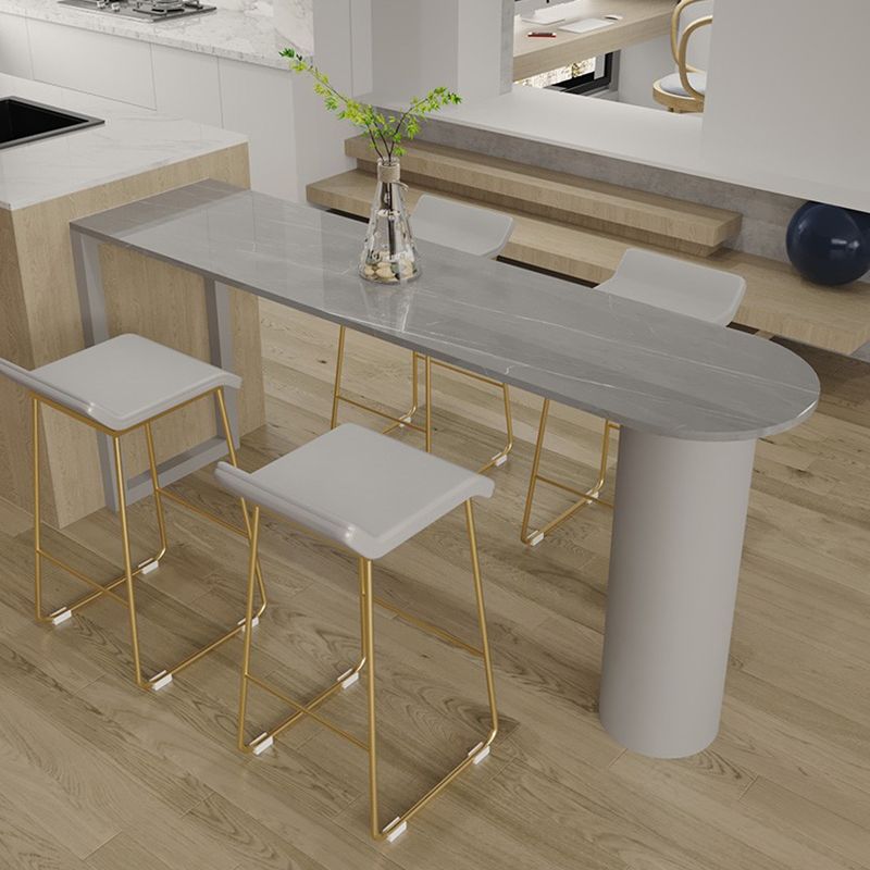 PU Leather Barstools Industrial Metal Armless Bar Stool with Footrest