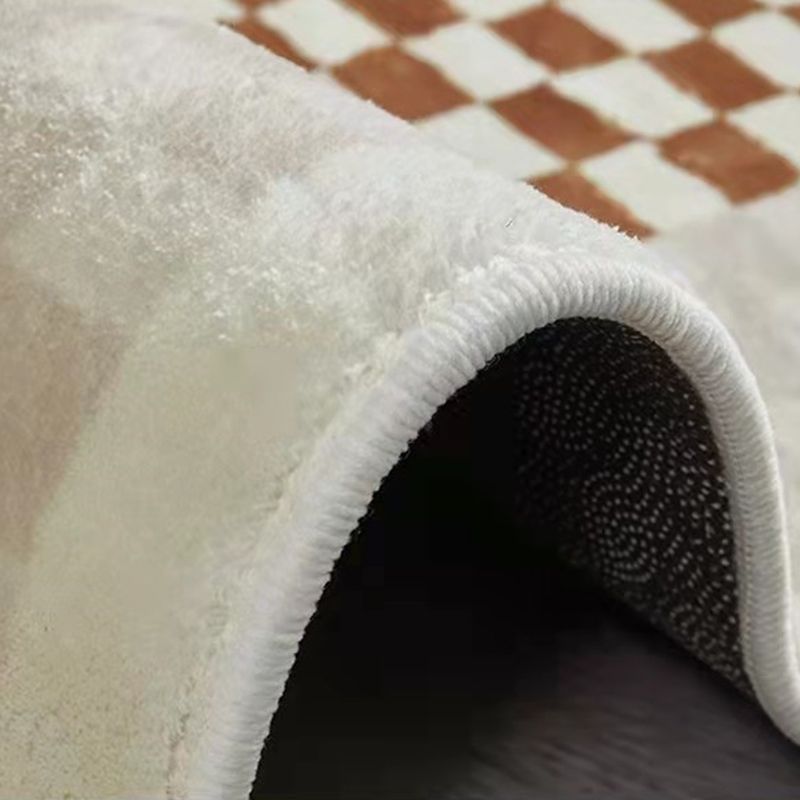 Chic Brown Area Rug Plaid Print Polyester Area Carpet Stain Resistant Rug for Home Decor