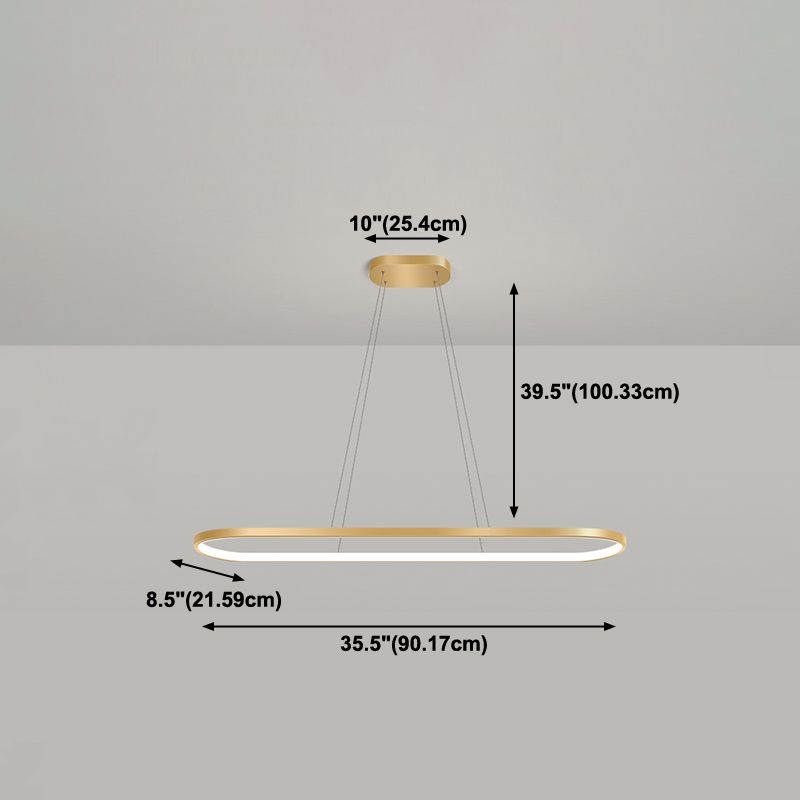 Estilo moderno forma lineal colgante metal luz 1 accesorio de iluminación colgante de luz en oro