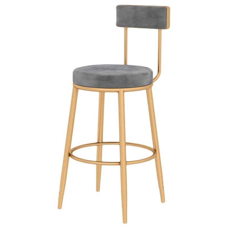 Glam Matte Finish Upholstered Bar Stools Coffee Shop Low Back Stool