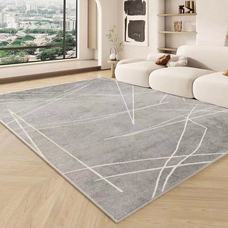 Gray Line Carpet Polyester Casual Area Carpet Non-Slip Backing Carpet for Sitting Room
