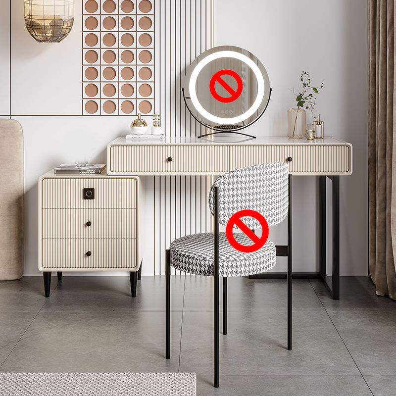5 Wood Drawers Makeup Table Desk Vanity Stone Top Vanity Table