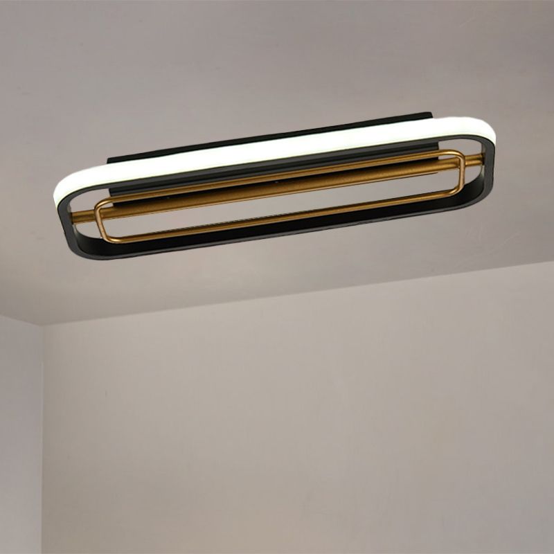 Rectangle Flush Mounted Modern Metallic Black and White/Black and Gold LED Ceiling Light in Warm/White Light, 16"/23.5" L