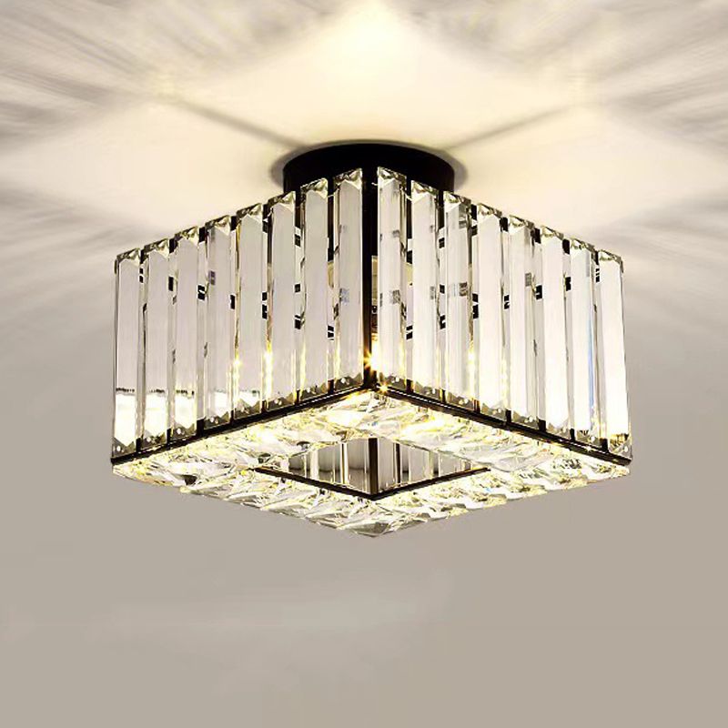 1-Light Modern Style Flush Mount Crystal Ceiling Light for Aisle
