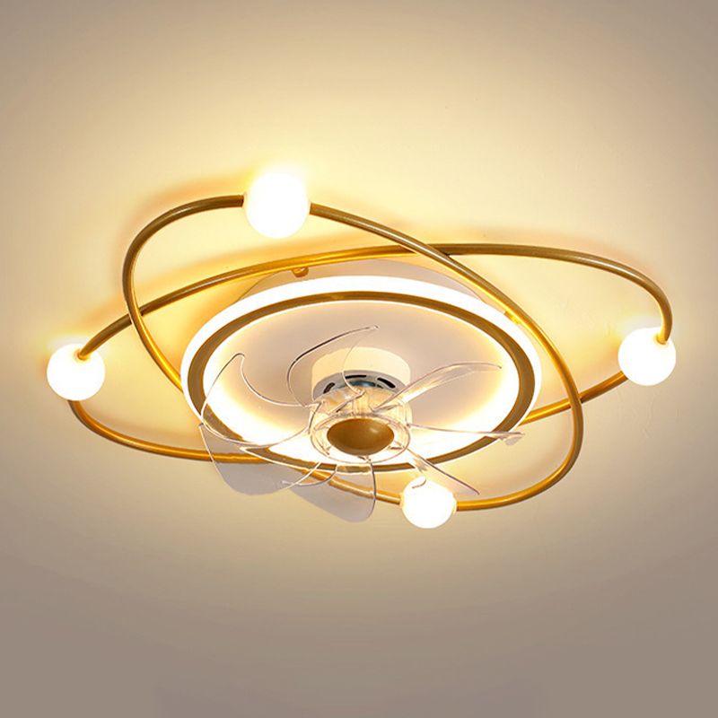 Nordic Style Ceiling Fan Lamp Iron Ceiling Fan Light with ABS Fan Blade for Bedroom