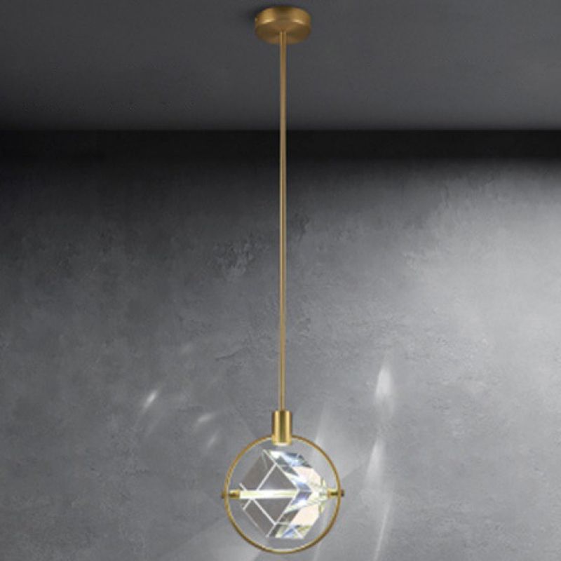 Cristal cubique suspendu plafonnier style moderne LED Gold Éclairage en suspension