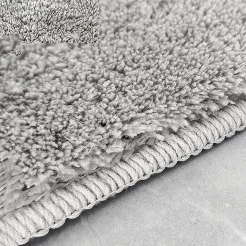 Round Plain Shag Area Rug Polyester Modern Carpet Non-Slip Backing Indoor Rug for Living Room