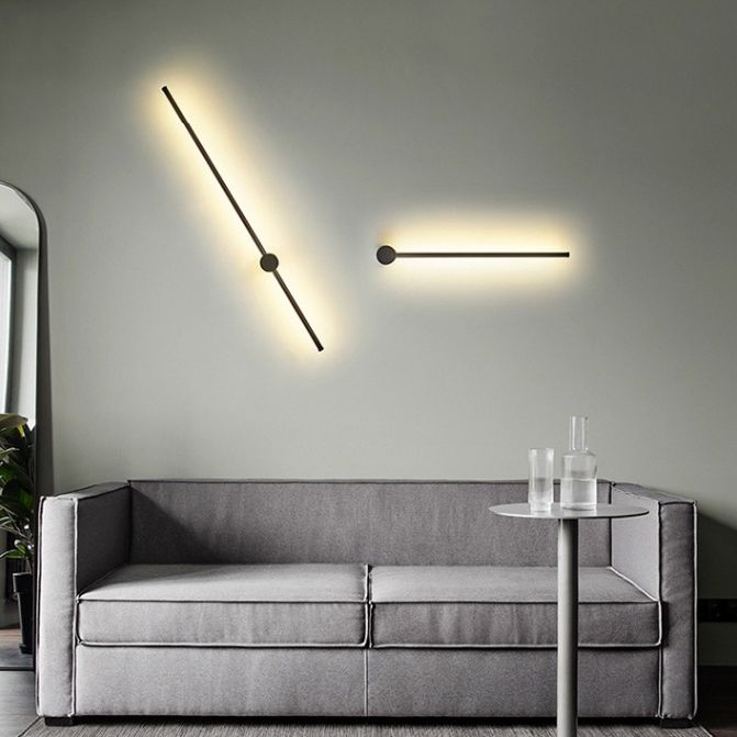 Modern Concise LED Wall Sconce Wrought Iron Linear Wall Lamp with Acrylic Shade