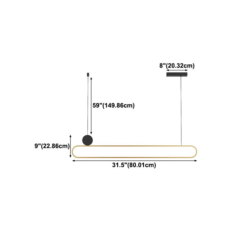 Contemporary Style Linear Shape Island Lights Metal Island Pendant Lights in Gold