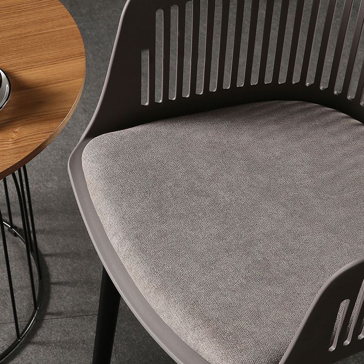 Contemporary Slat Back Arm Chair Matte Finish Metal Chair for Patio