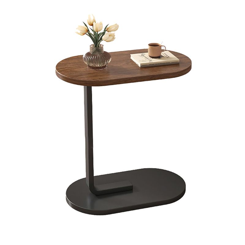 24.8" Tall C-shape End Table Wooden Accent Side Table for Living Room