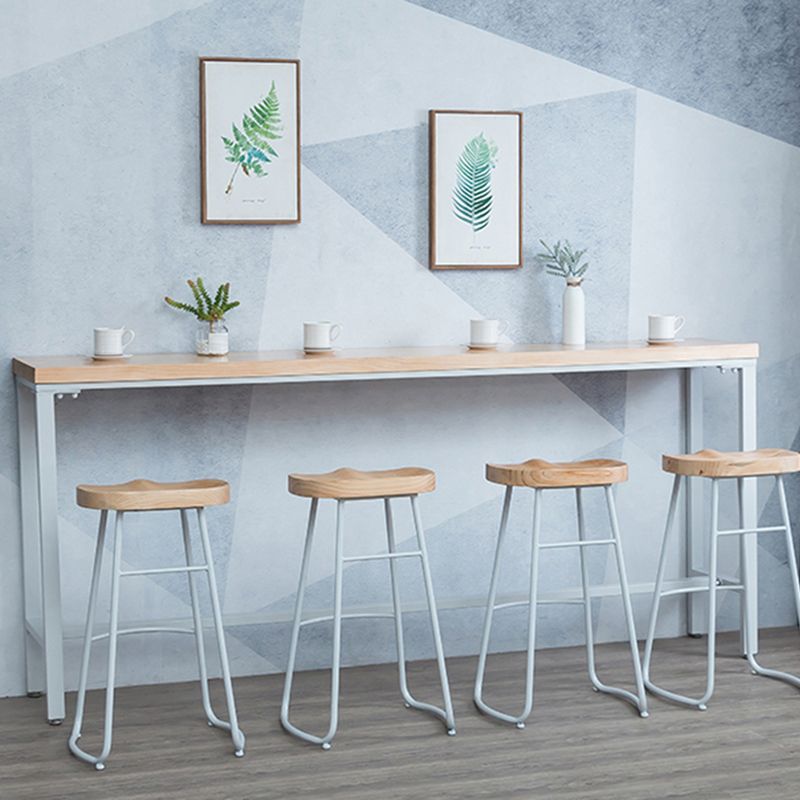 Modern Solid Wood Rectangle Trestle Base Bar Table for Kitchen Dining Room