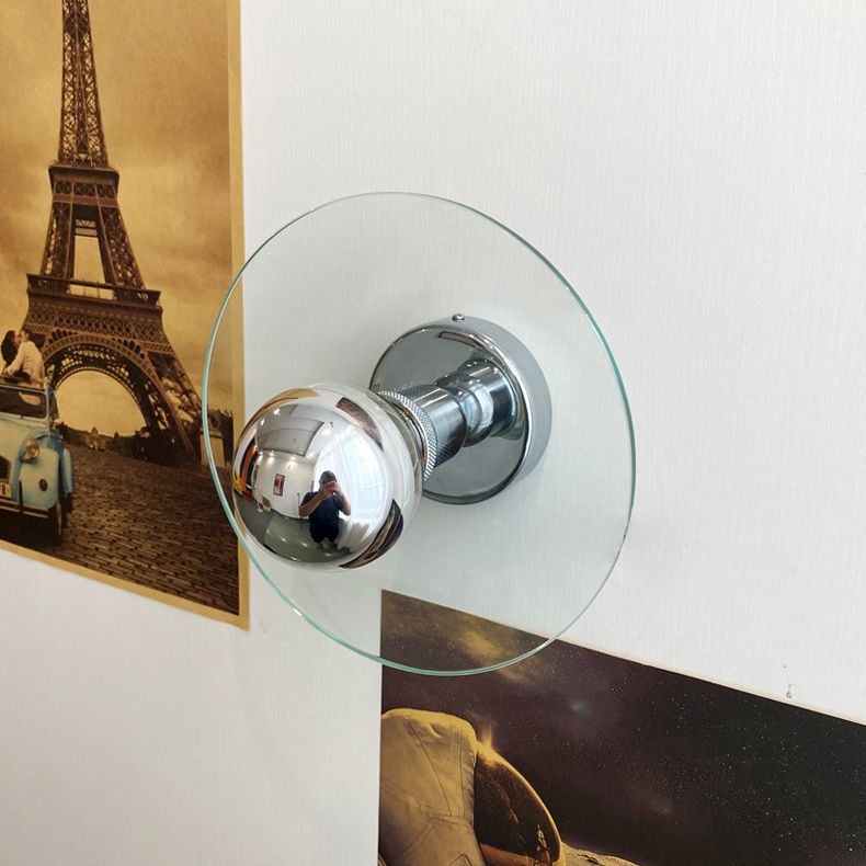 Circle Sconce Light Fixture Contemporary-Style Glass Clear Wall Lighting Fixture