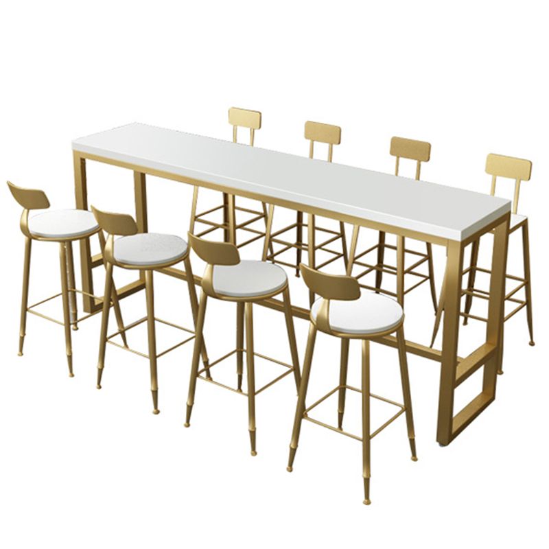 Glam Bar Height Table Solid Wood Top Bistro Pub Table with Gold Base