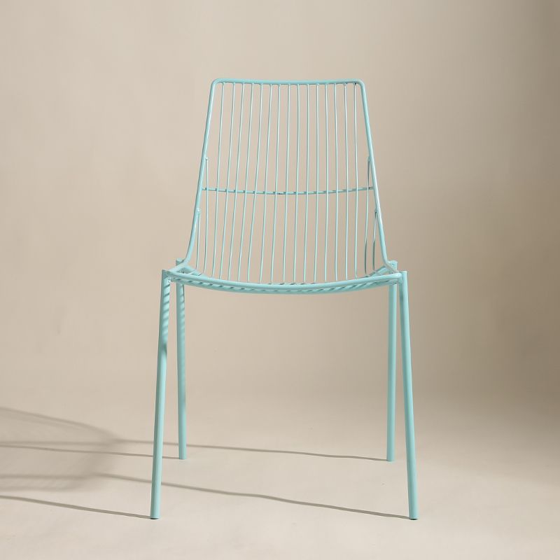Black/Blue Outdoors Dining Chairs Modern Metal Stacking Patio Dining Chair