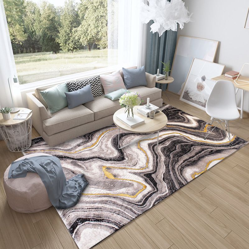 Camel Calming Rug Polypropylene Abstract Pattern Indoor Rug Non-Slip Backing Pet Friendly Area Carpet for Living Room