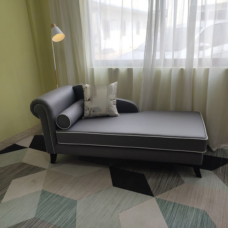 Farmhouse Style Chaise Solid Color Chaise Lounge with Rolled Arms