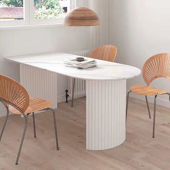 Mesa de comedor de piedra sinterizada contemporánea de metal para comedor para comedor y cocina