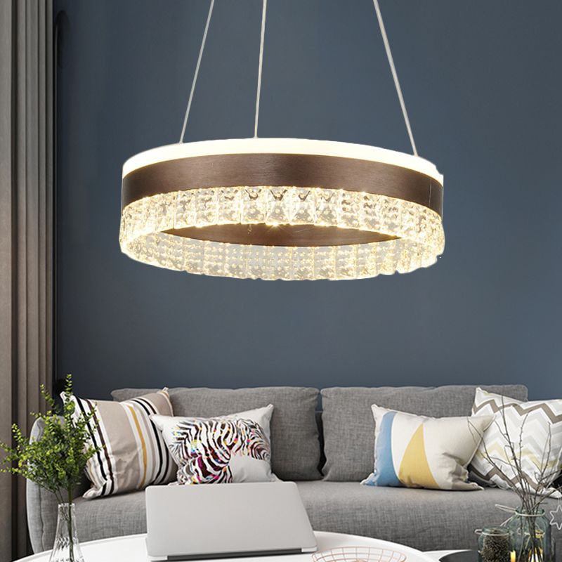 Crystal Pendant Chandelier Contemporain 1/2/3 Lumières LED marron Plafond suspendu Light en blanc / chaud / naturel Light