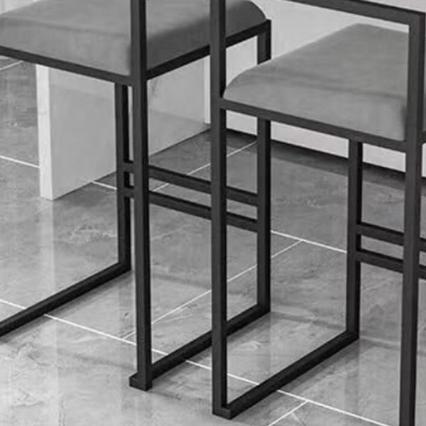 Modern Backrest Armless Counter Stool Iron Kitchen Bar Stool with Cushion and Pedal