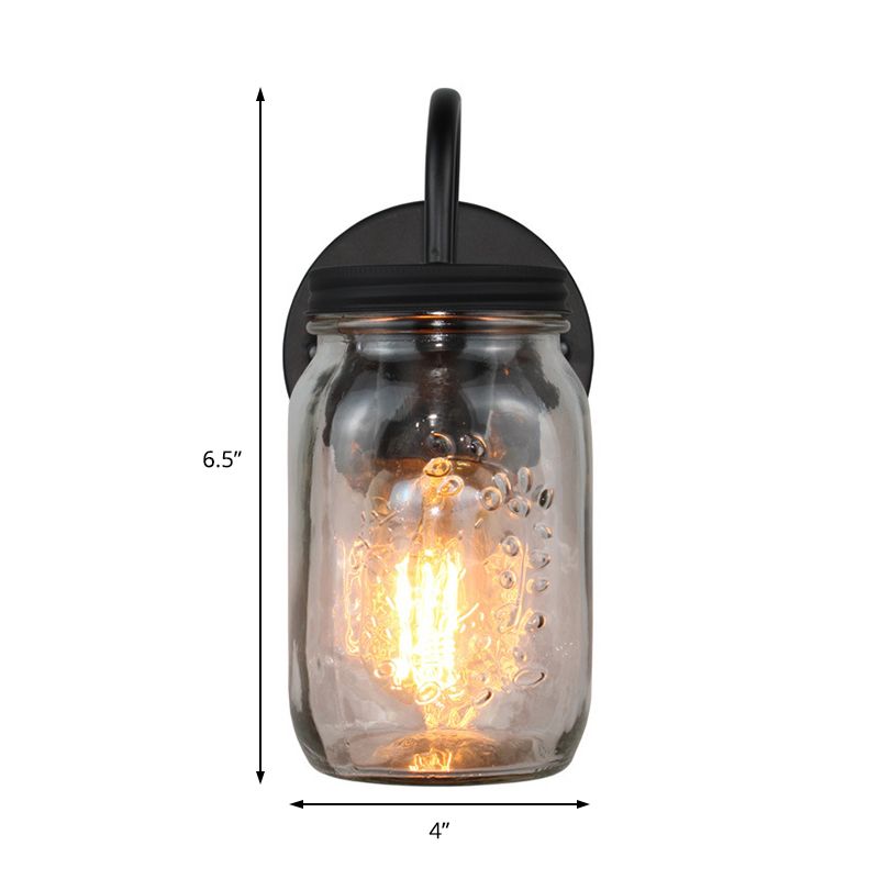 Jar barattolo sfumatura illuminazione da parete vetro industriale trasparente 1 lampada con foglie con fiore con grana di fiori