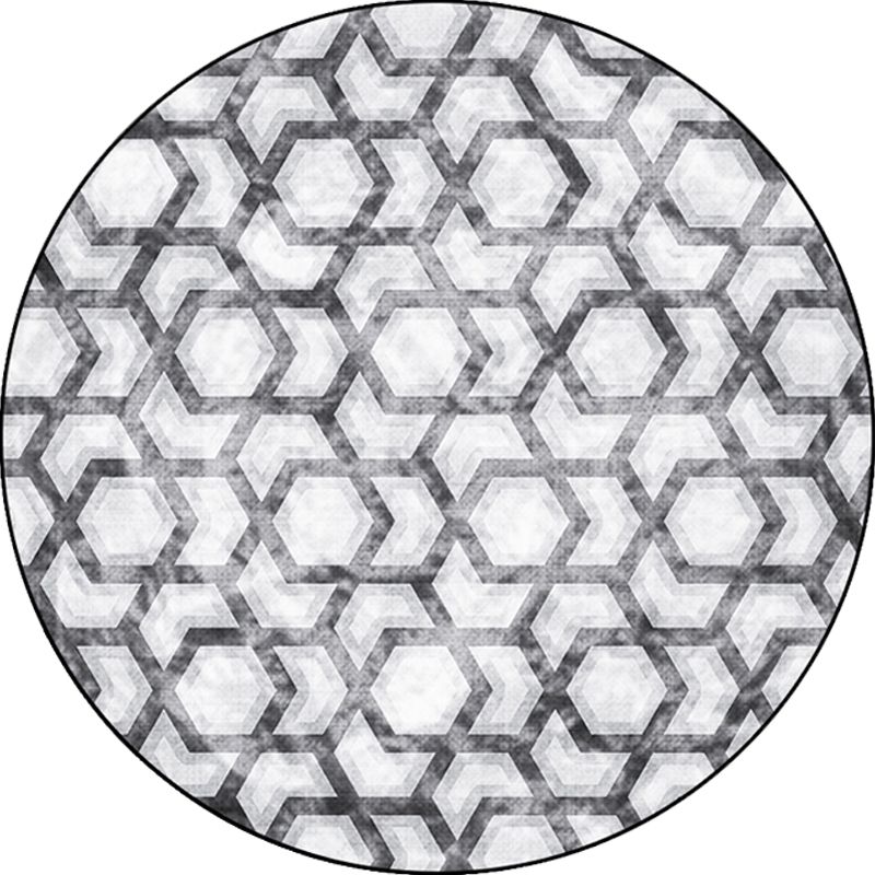 Simplicity Geometric Pattern Rug Black Polyester Carpet Anti-Slip Pet Friendly Washable Rug for Living Room