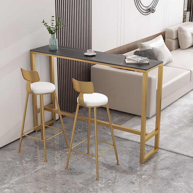 Indoor Stone and Steel Bar/Dinette Table Rectangle Industrial Trestle Bistro Bar Desk