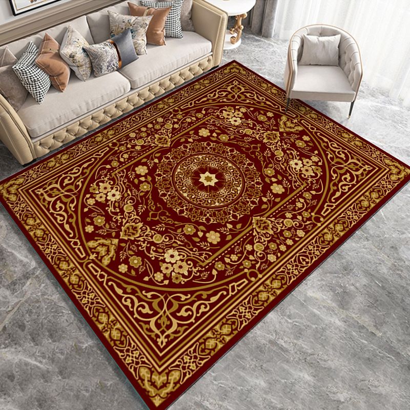 Dark Brown Graphic Rug Polyester Modern Rug Washable Area Rug for Sitting Room