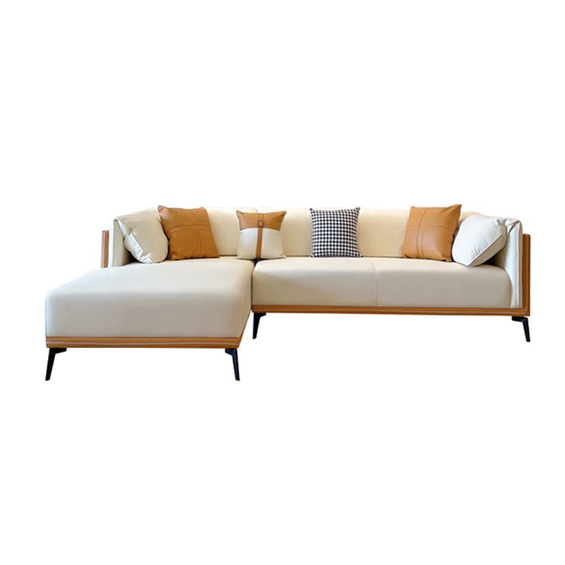 Modern Stain-Resistant Faux Leather Pillow Top Arm Sofa/Sectional for Living Room