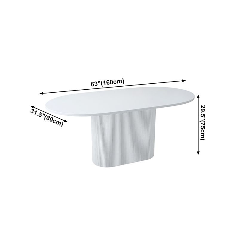 Oval Shape White Tone Table Simplicity Pedestal Table for Dining Room