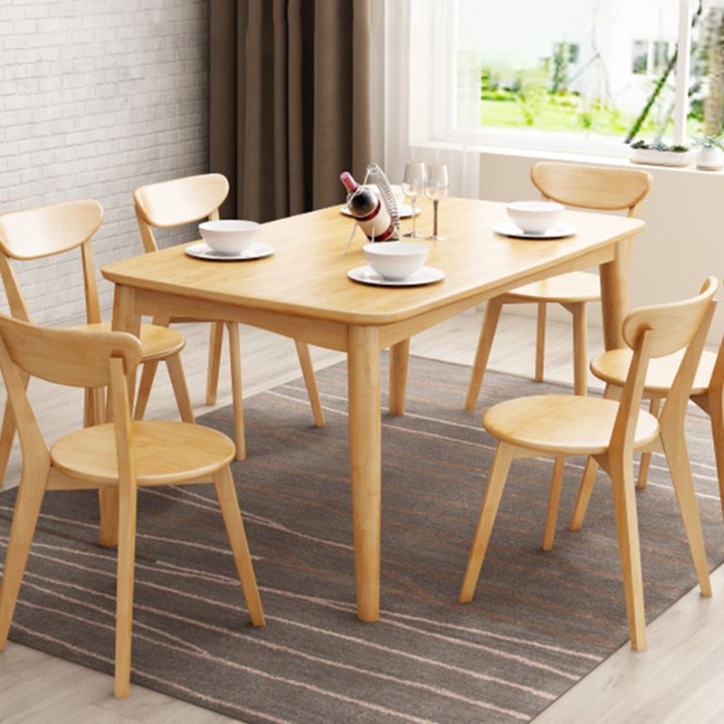 Rectangle Contemporary Dining Table Solid Wood Dining Room Table