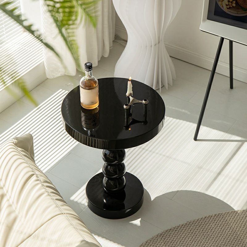 Pedestal End Table in Wood Round Top Living Room Corner Table