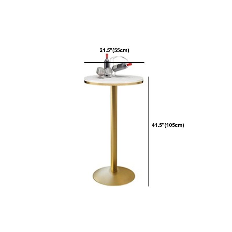 Faux Marble Bar Wine Table Glam Pedestal Pub Table with Metal Base
