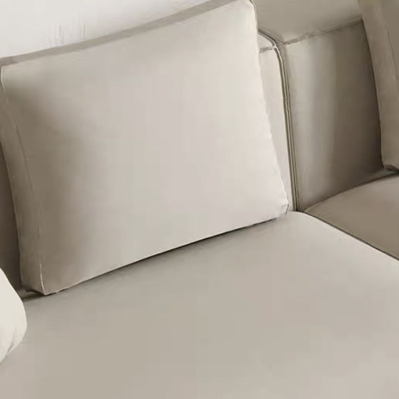 Contemporary Stationary Faux Leather Sofa Living Room Square Arm Cushions Sofa